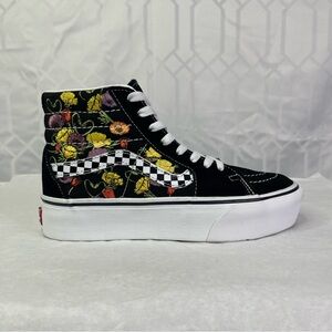 Vans Sk8-Hi PLATFORM Poppy Checkerboard Women Size 6, Men Size 4.5